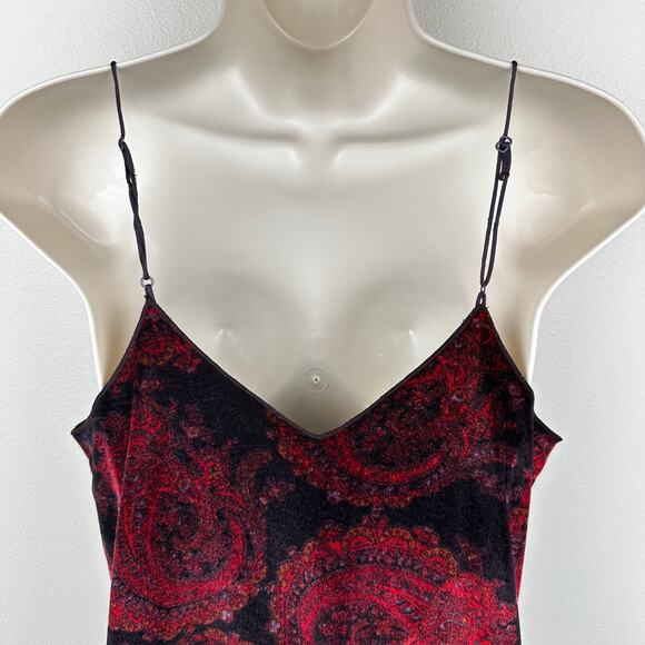 Free People Drippy Velvet Tank Top Cami Paisley Purple Red XS Boho Goth Vamp - Picture 7 of 12